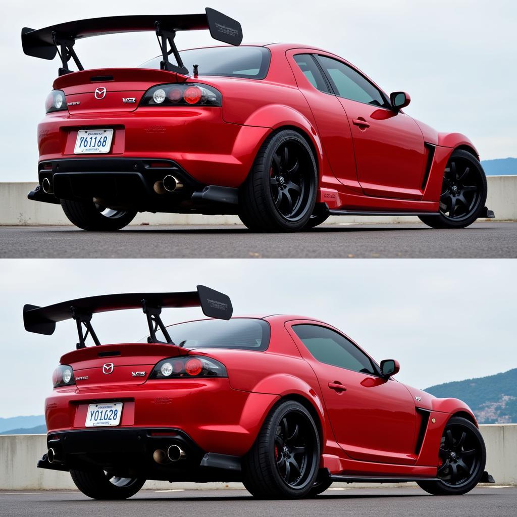 Mazda RX8 Rocket Bunny Rear View Comparison: V1 vs. V2