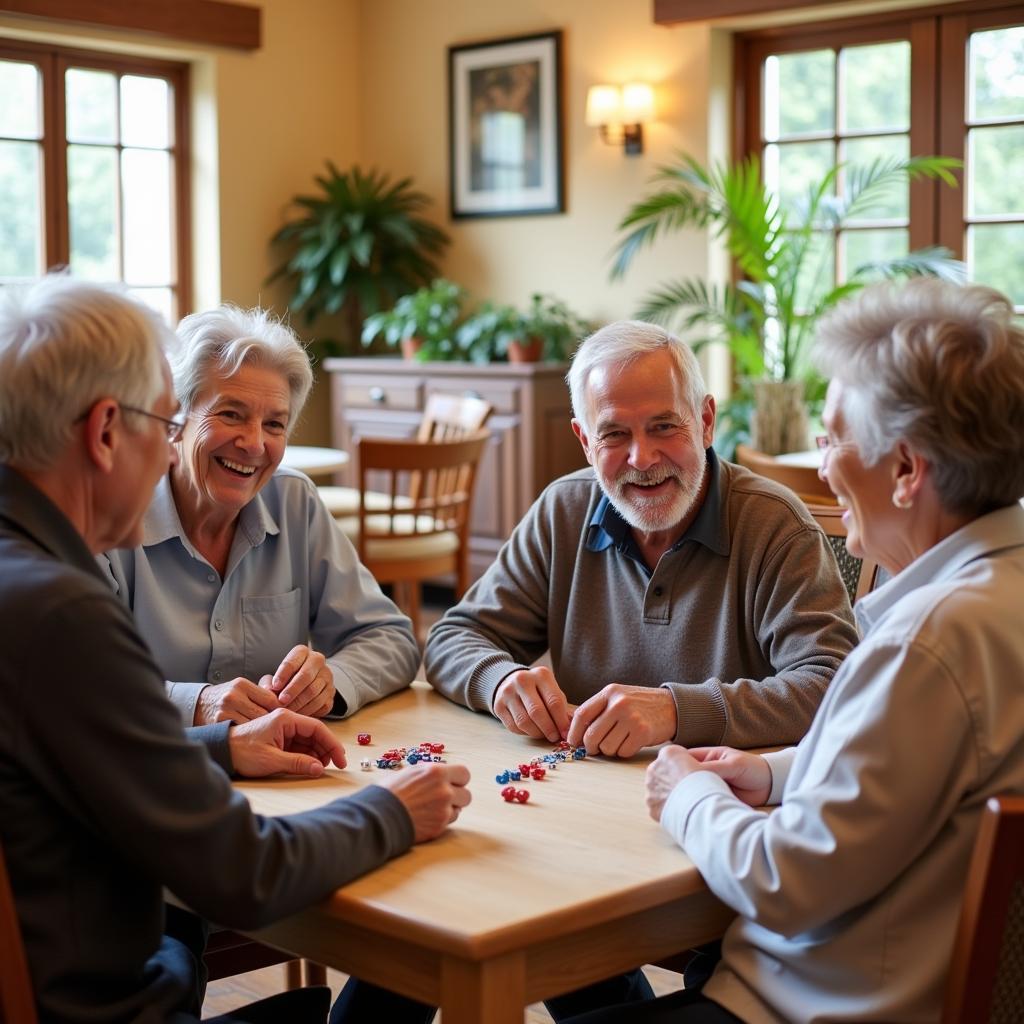 Seniors Enjoying Dice at Retirement Home