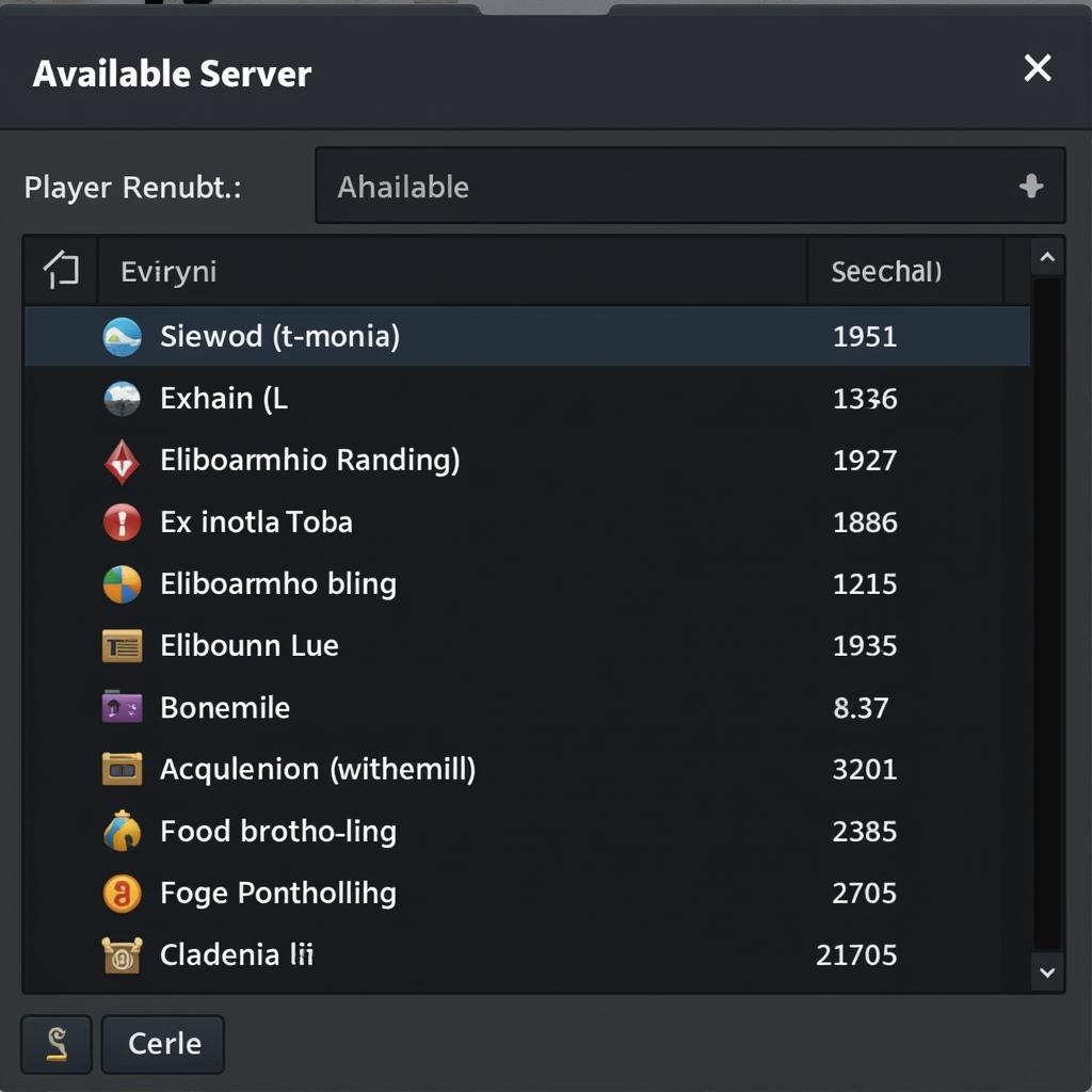 Server Selection Menu Example