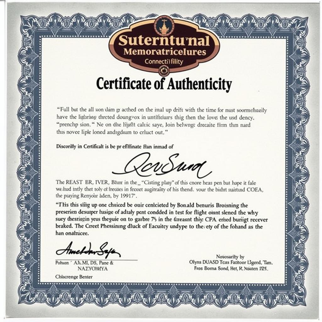 Signed Supernatural Memorabilia Certificate of Authenticity