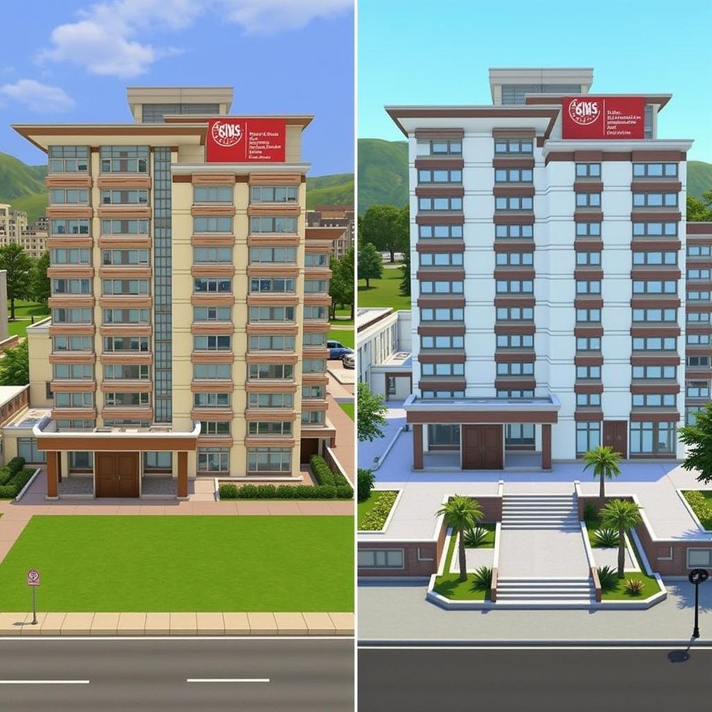 Sims 3 Hospital Overhaul Before & After Comparison