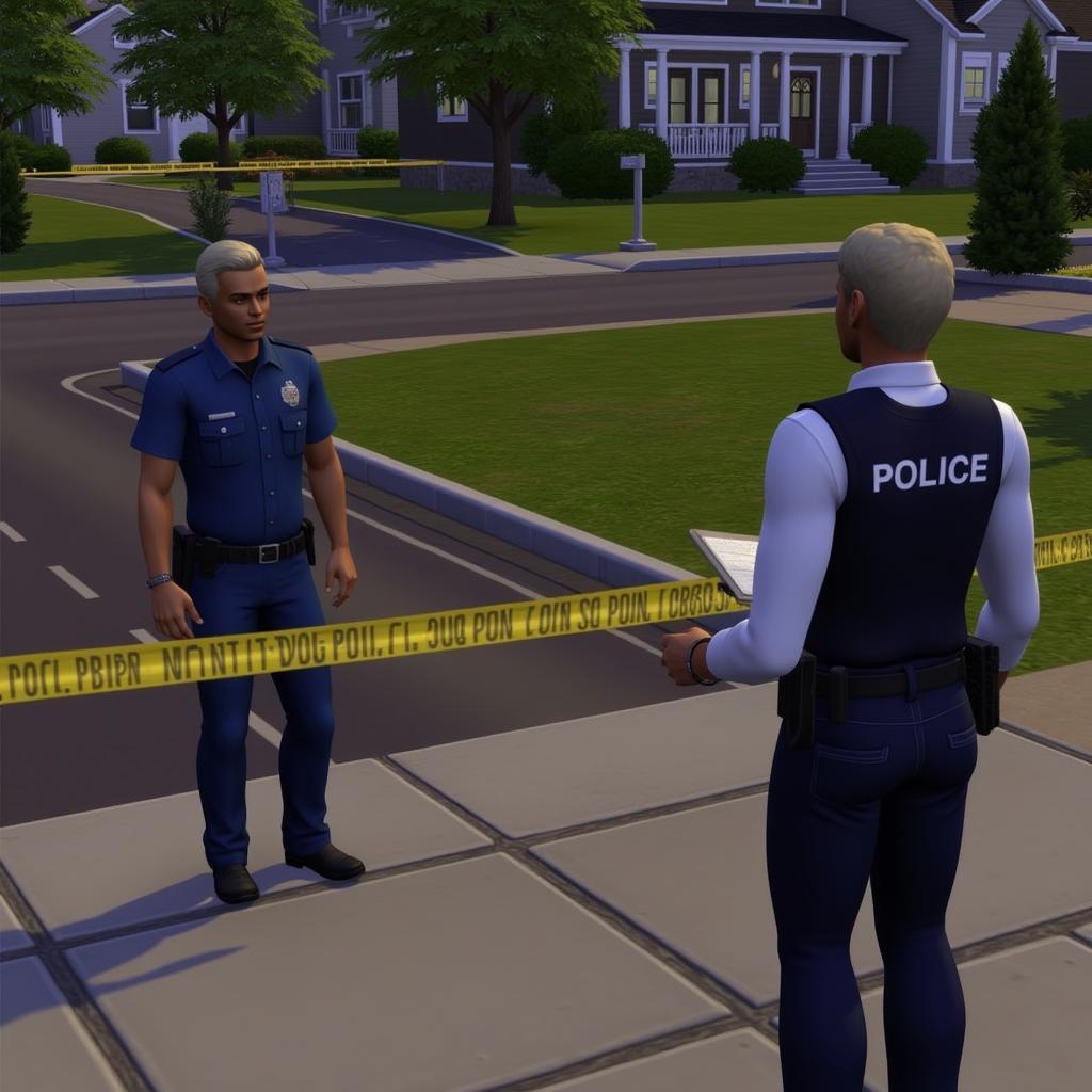 Sims 3 Police Investigating a Murder Scene with the Mod