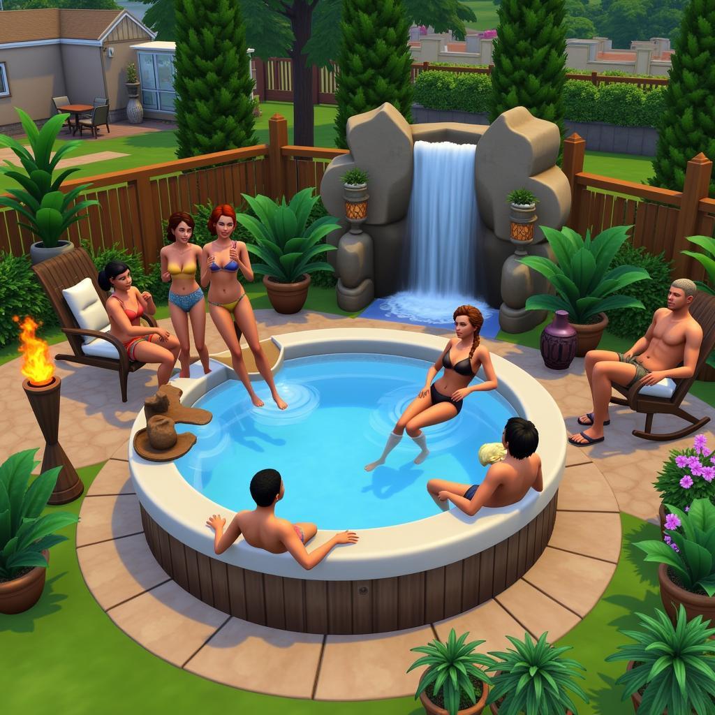 Sims 4 Hot Tub CC Themed Backyard