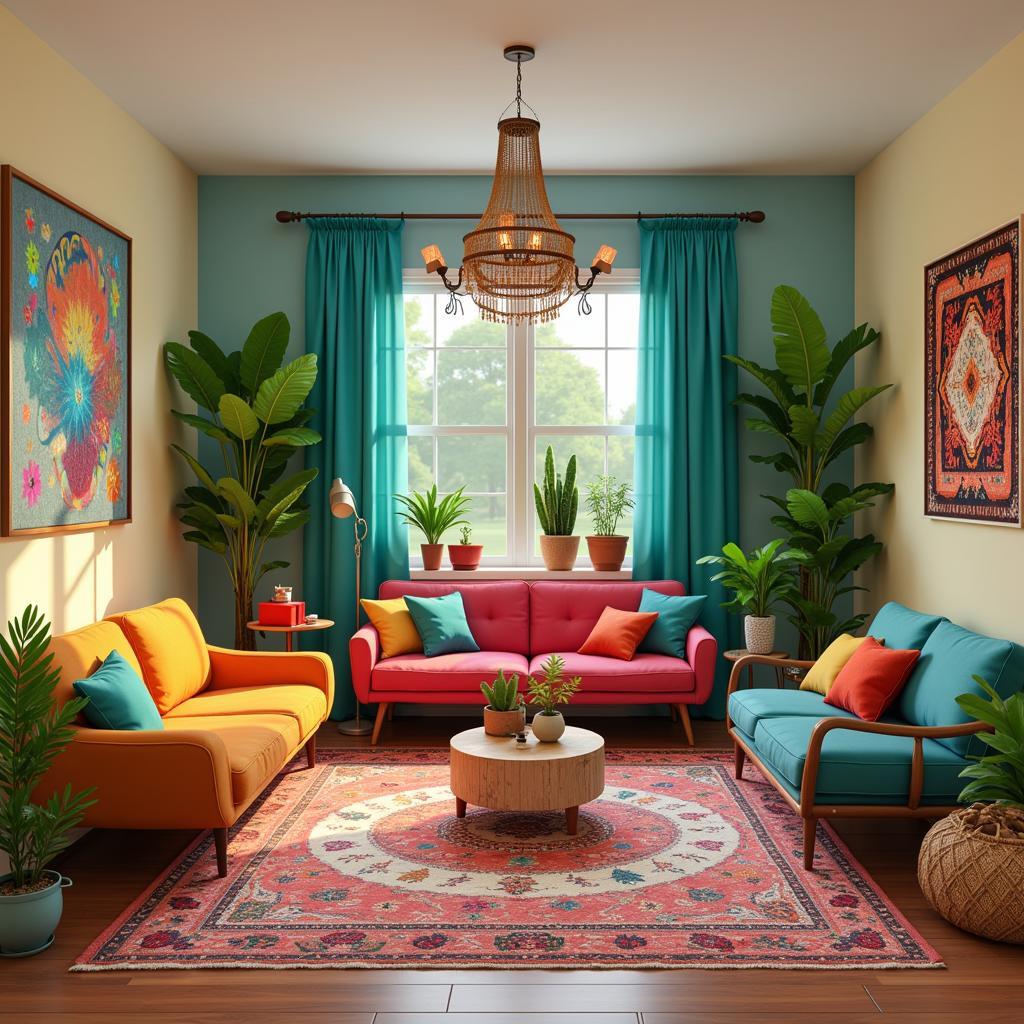 Bohemian Style Sims 4 Living Room