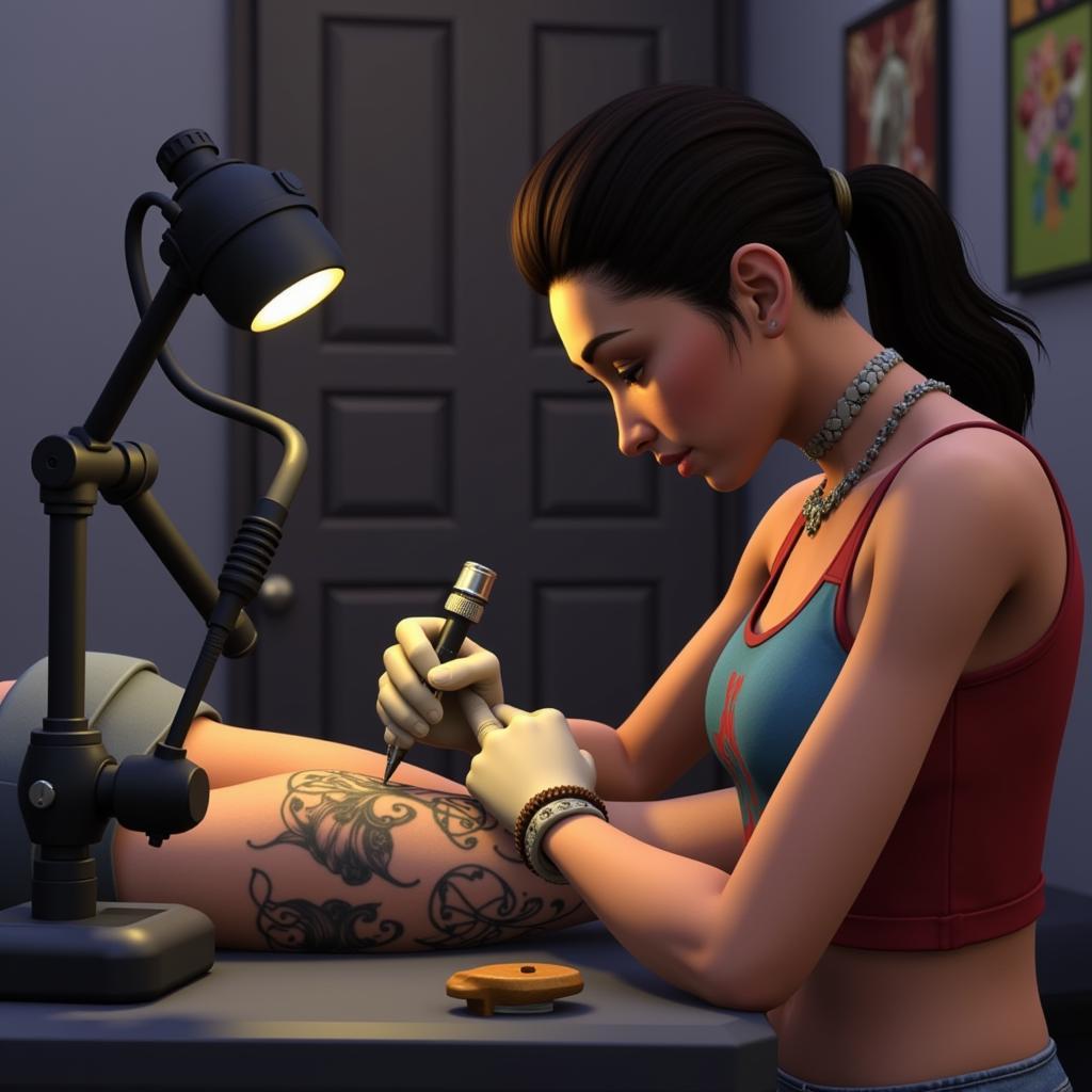 Sims 4 Tattoo Artist at Work