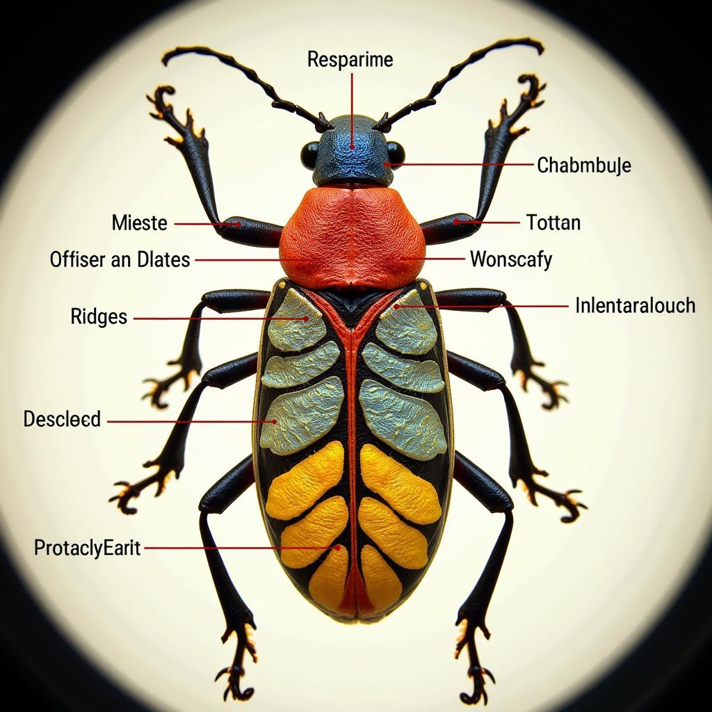 Skeleton bug exoskeleton with highlighted chitinous structures.