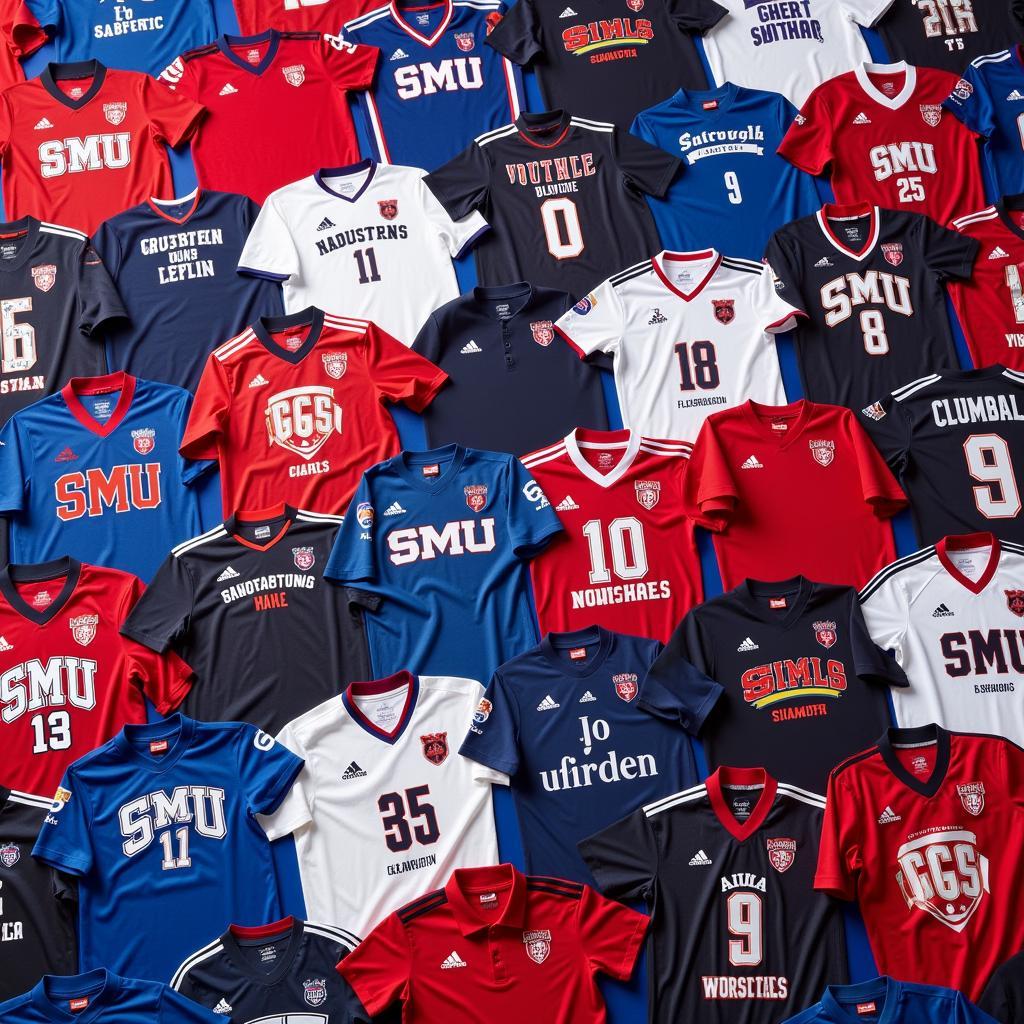 A Collection of Various SMU Football Shirts