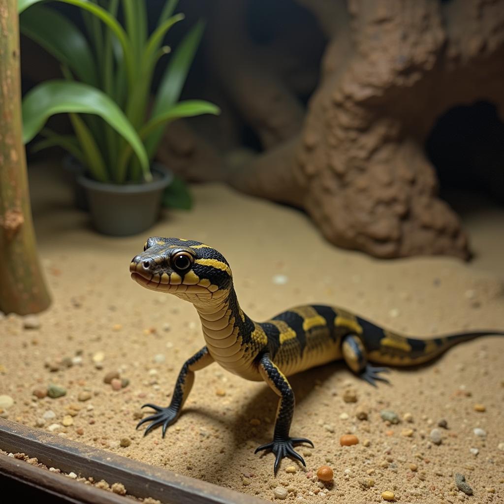 Snake pacing in its enclosure