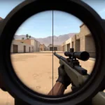 Long Range Headshot in a First Person Shooter Game