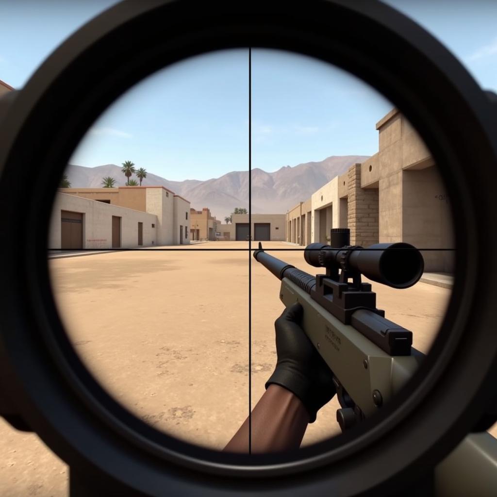 Long Range Headshot in a First Person Shooter Game