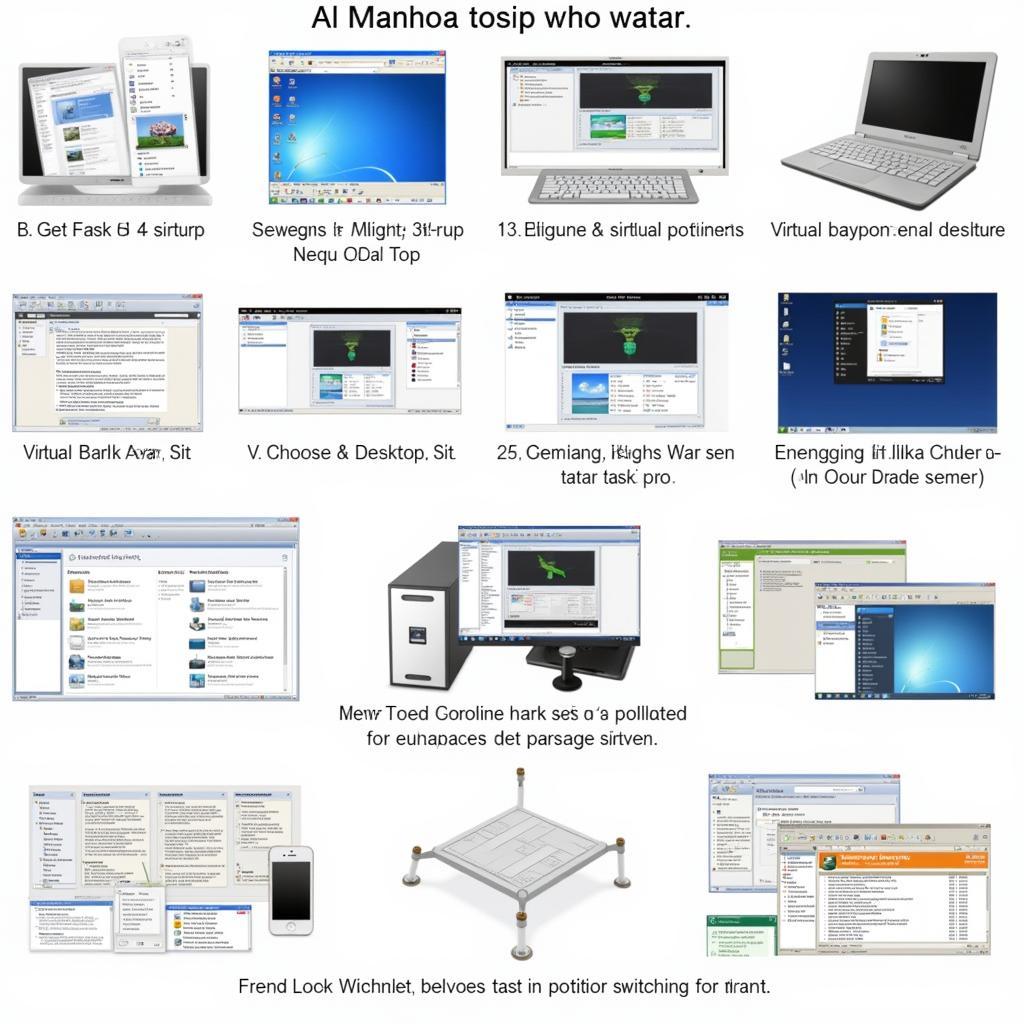 Collage of software and tools for switching between positions