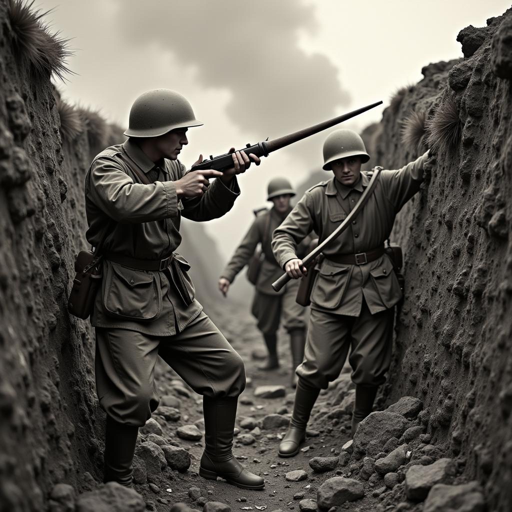 Soldiers Using M1917 Cutlass in Trenches