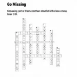 Solved Crossword Puzzle Featuring "Go Missing" Clue