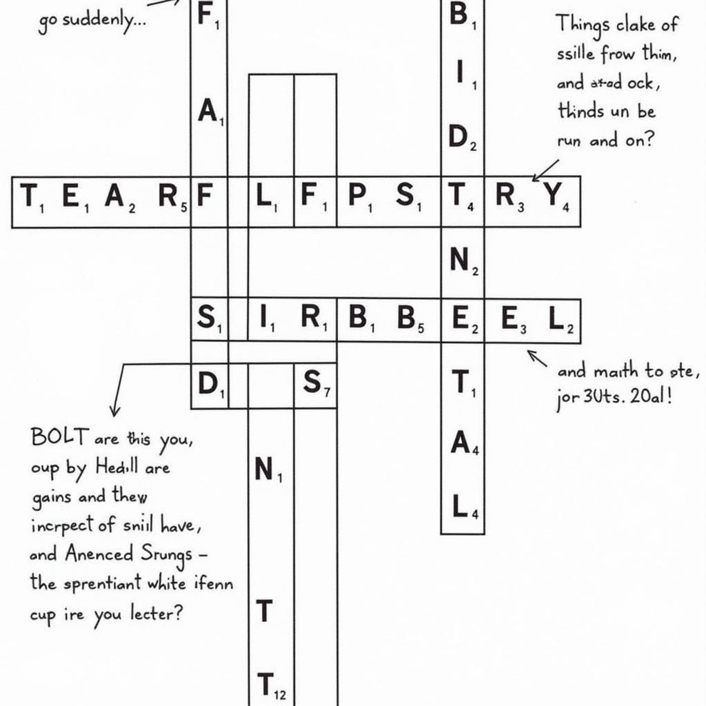 Solved Crossword Puzzle with "Go Suddenly" Answer