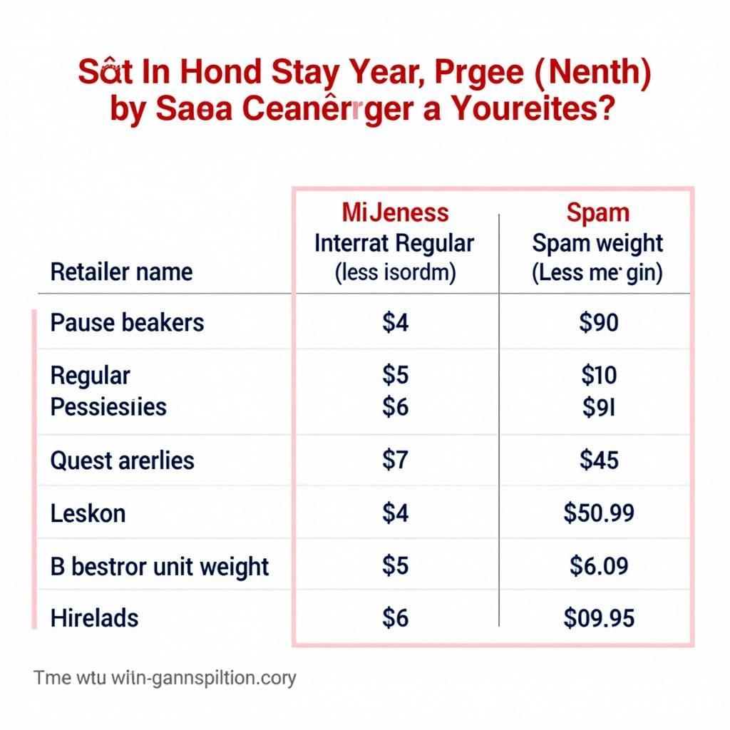 Spam Price Comparison Chart across Different Retailers in the Philippines