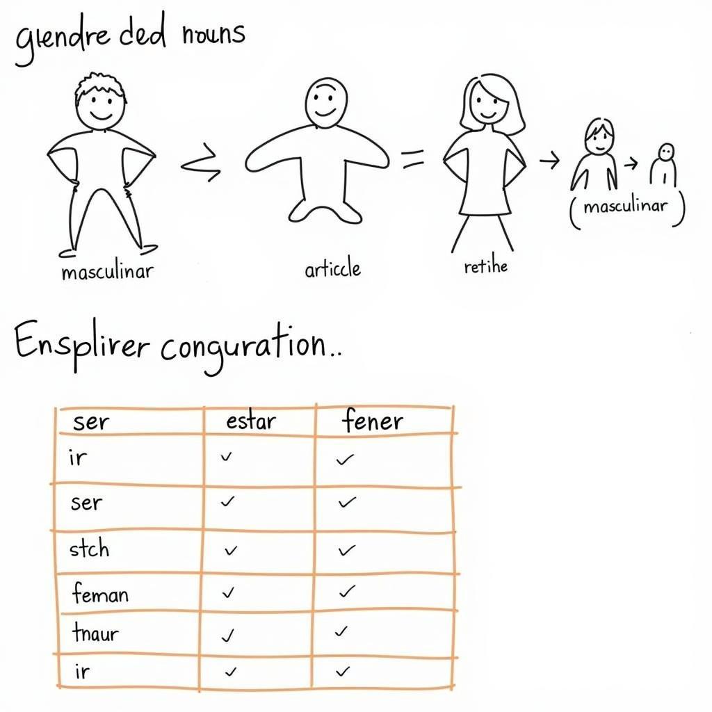 Spanish Gendered Nouns and Verb Conjugations