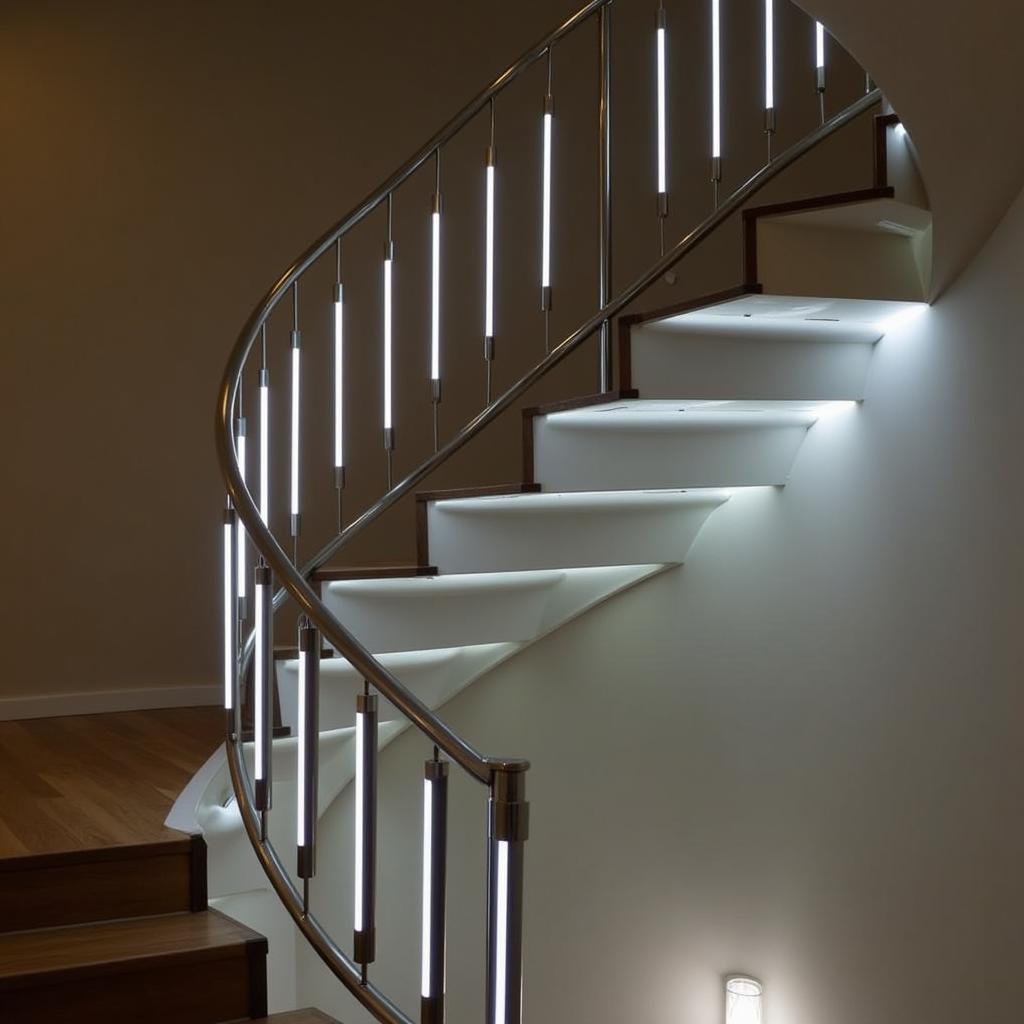 LED Strip Lights on a Spiral Staircase