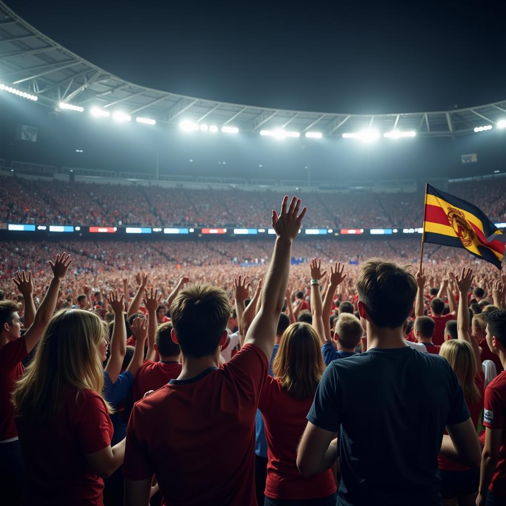 Crowd Roaring in Celebration at a Packed Stadium