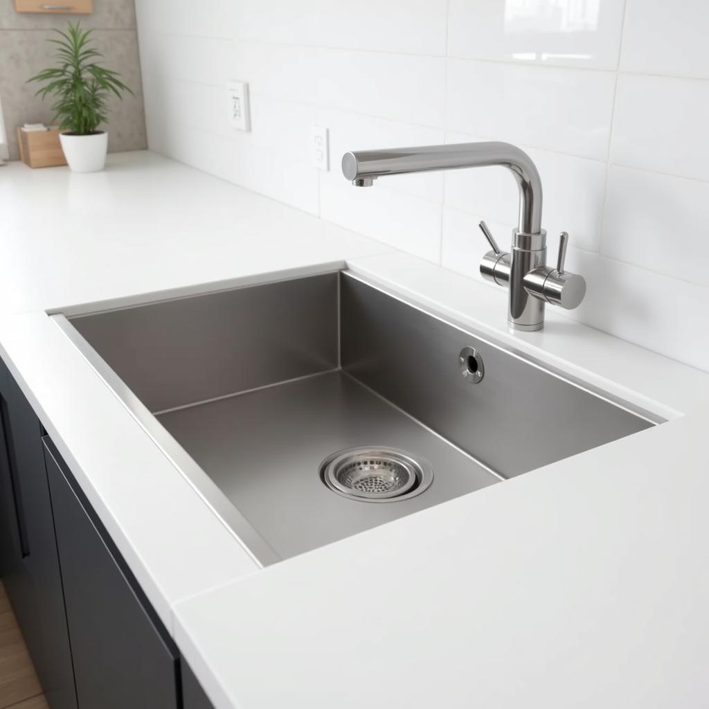 Modern Stainless Steel E Sink in a Kitchen