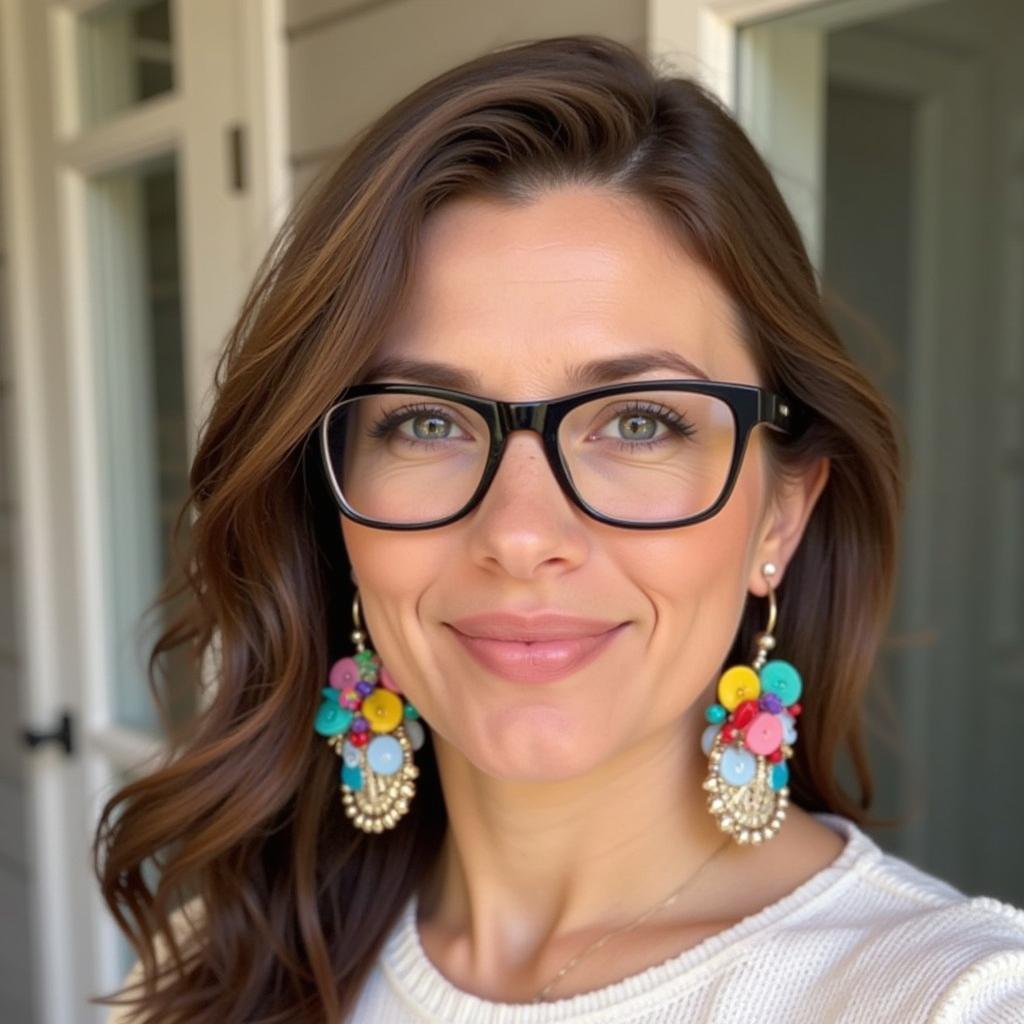 Statement Earrings with Simple Glasses