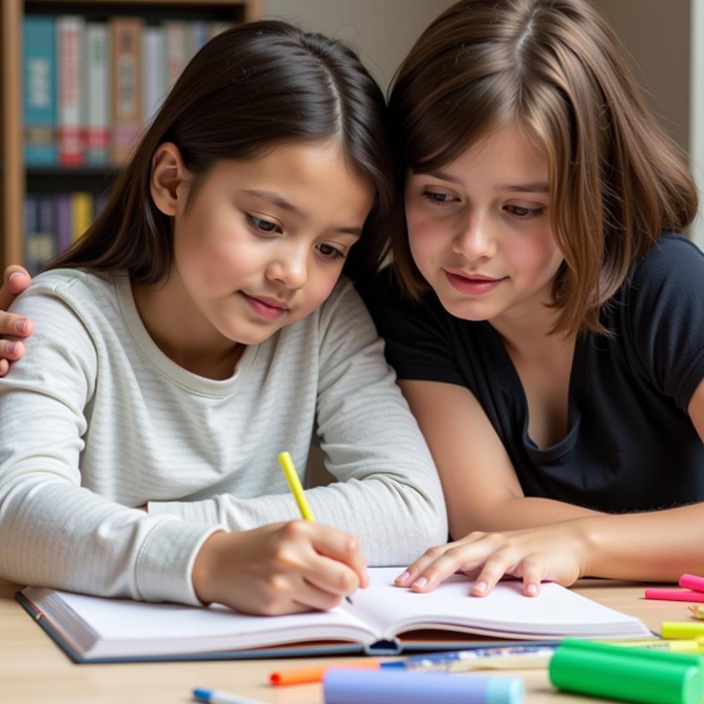 Student Preparing for Exam with Homework Book