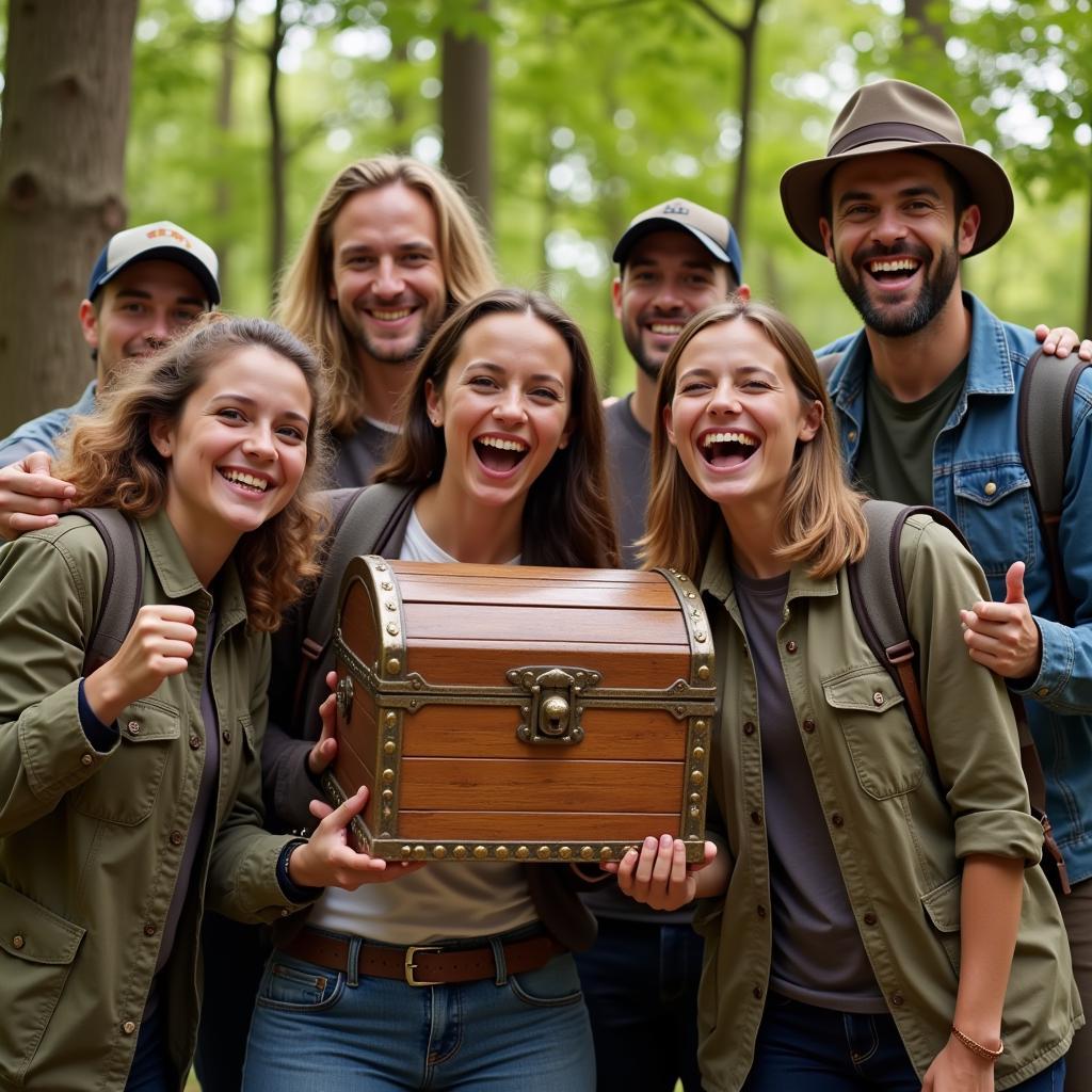 Successful Treasure Hunters Celebrating their Victory