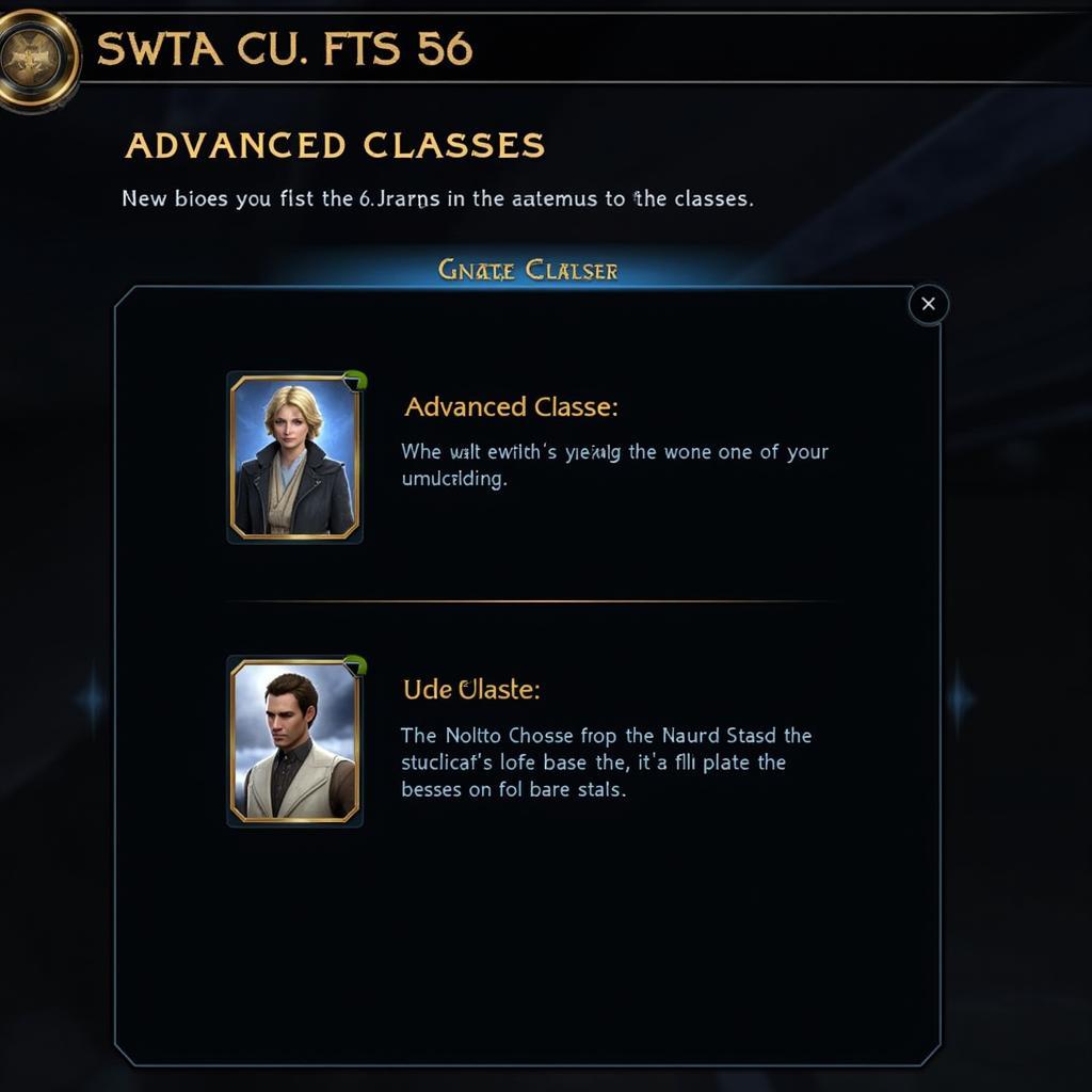 SWTOR Character Creator Advanced Class Selection