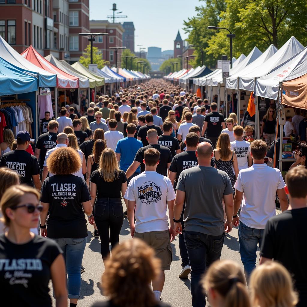 Vibrant Crowd at a T-Shirt Festival