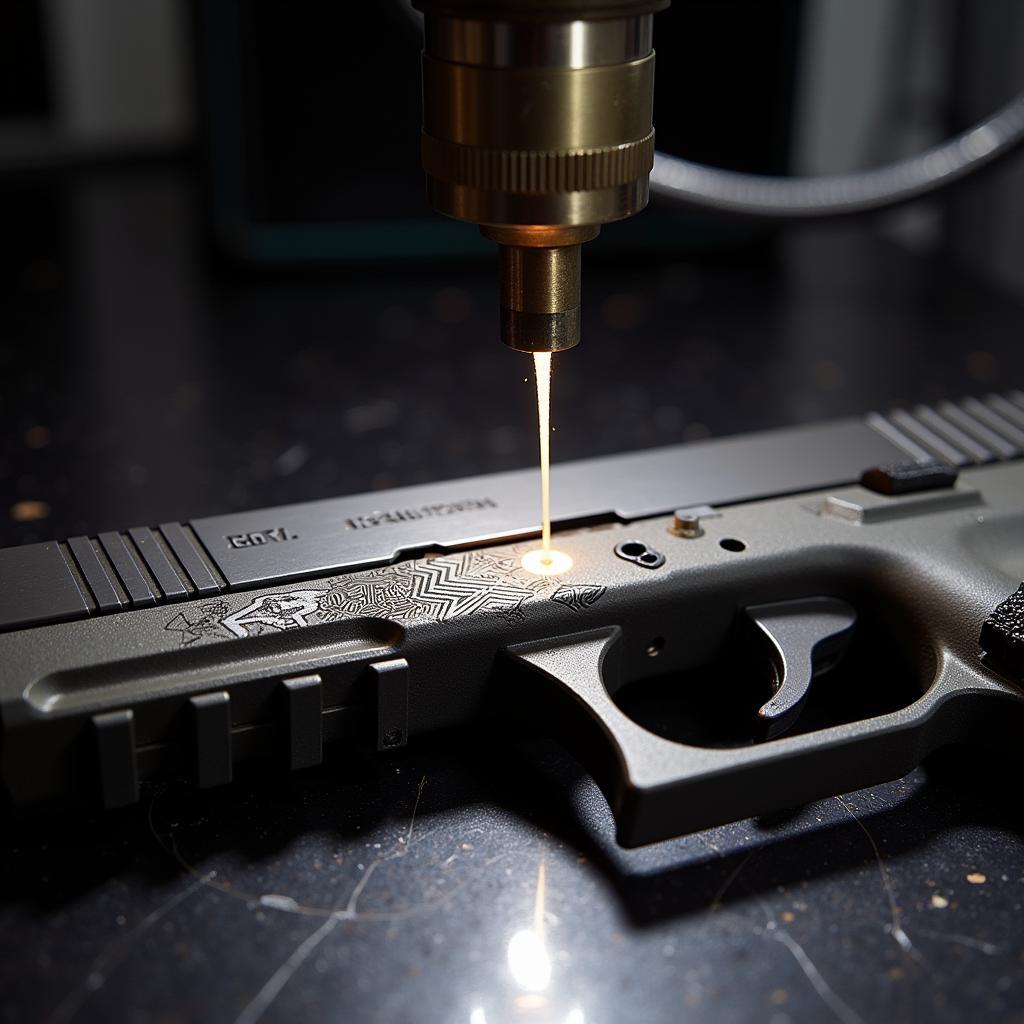 Laser Engraving a Pistol with a Tactical Weapon Skin Design