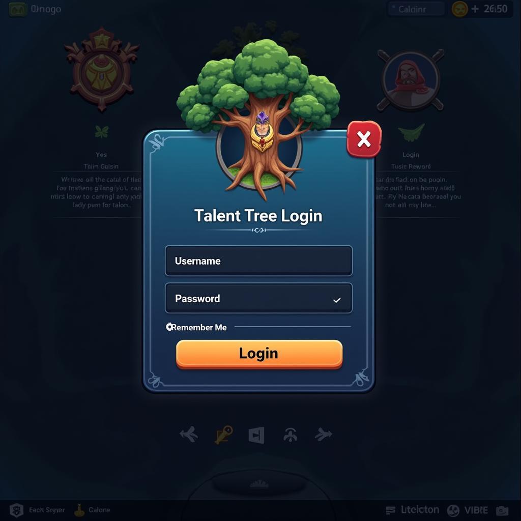 Modern Game Talent Tree Login Interface