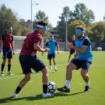 Football Players Practicing Communication Drills