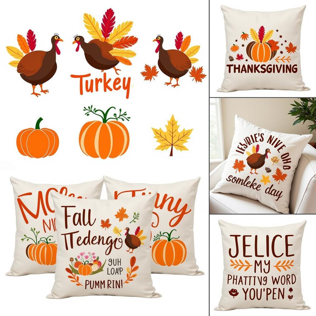 Thanksgiving Iron on Decals on Pillows