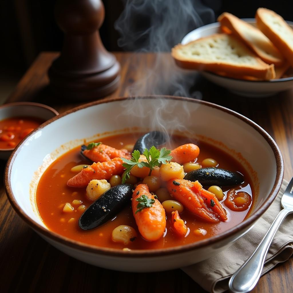 Traditional Bouillabaisse Served at a Marseille Restaurant