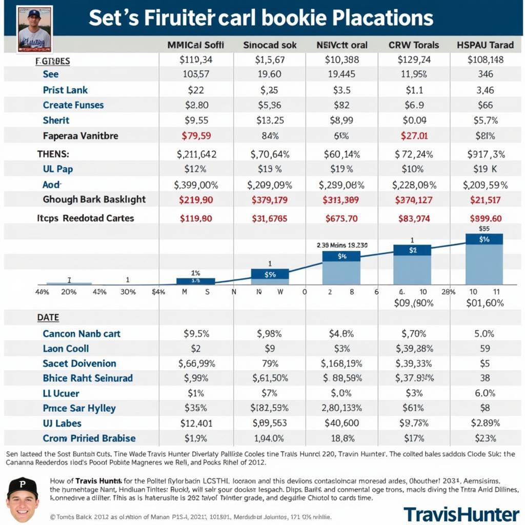 Travis Hunter Rookie Card Investment Potential: A chart depicting the price trends of different Travis Hunter rookie card variations over time.