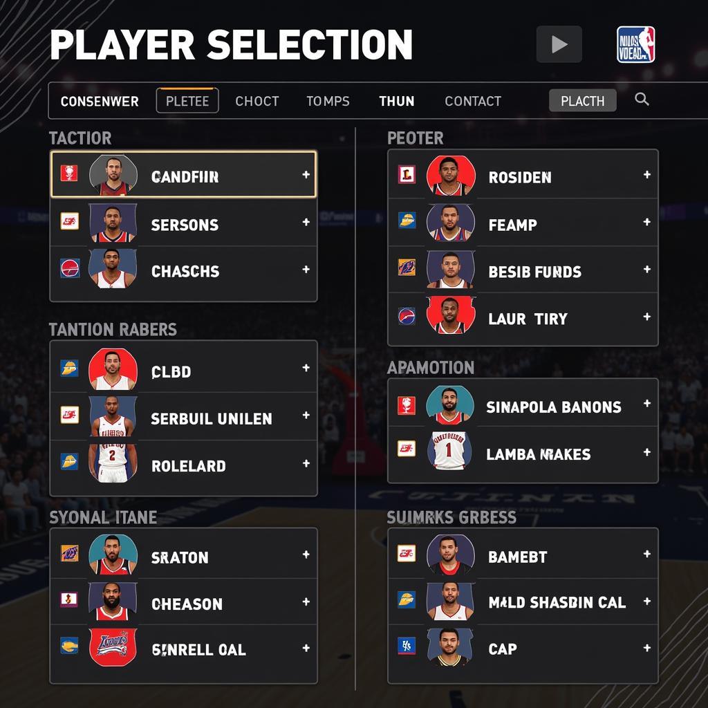 Unblocked Basketball Legends 76 Player Selection Screen