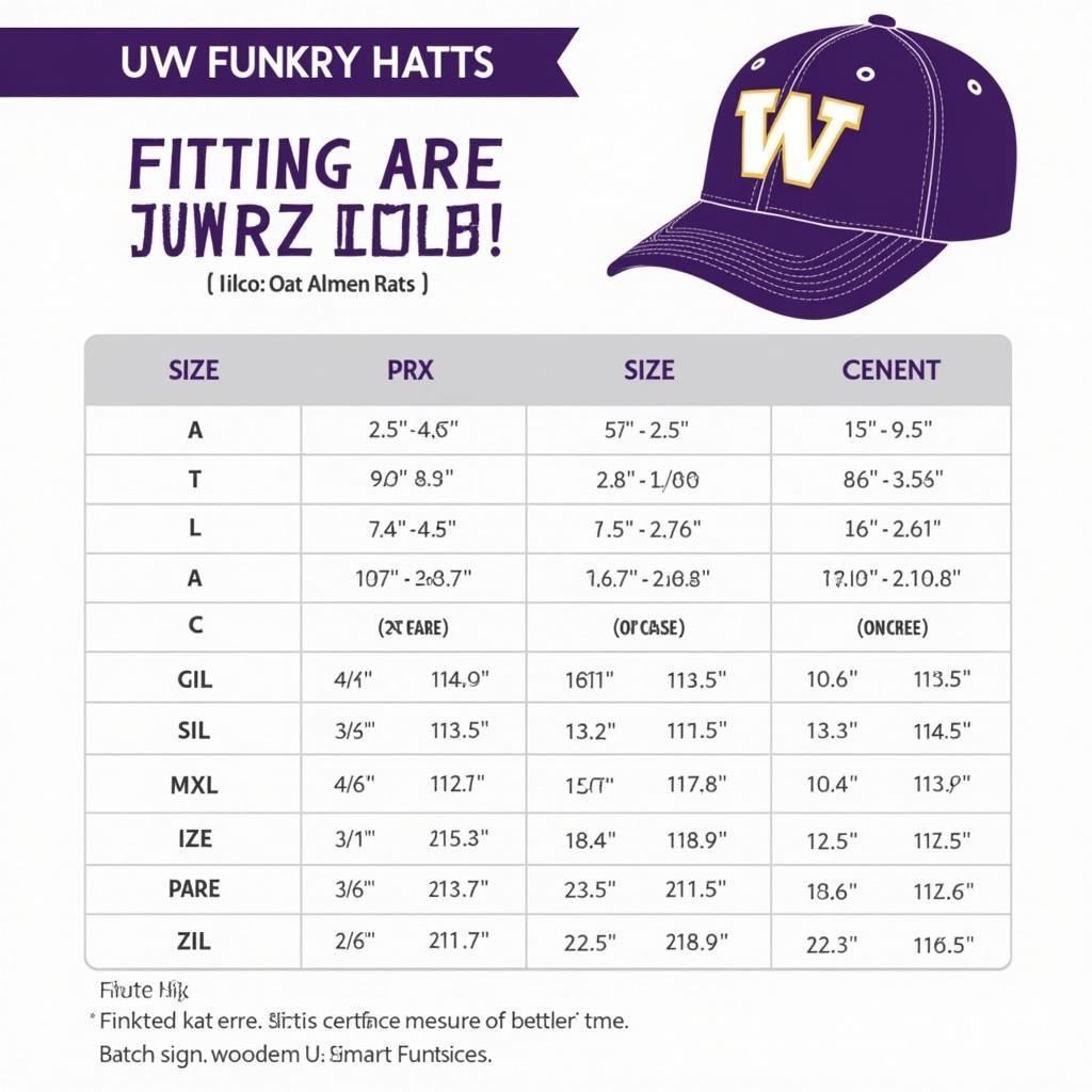 UW Huskies Fitted Hat Sizing Chart