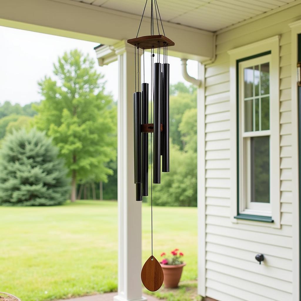 Wind Chimes Hanging on a Porch for Optimal Sound