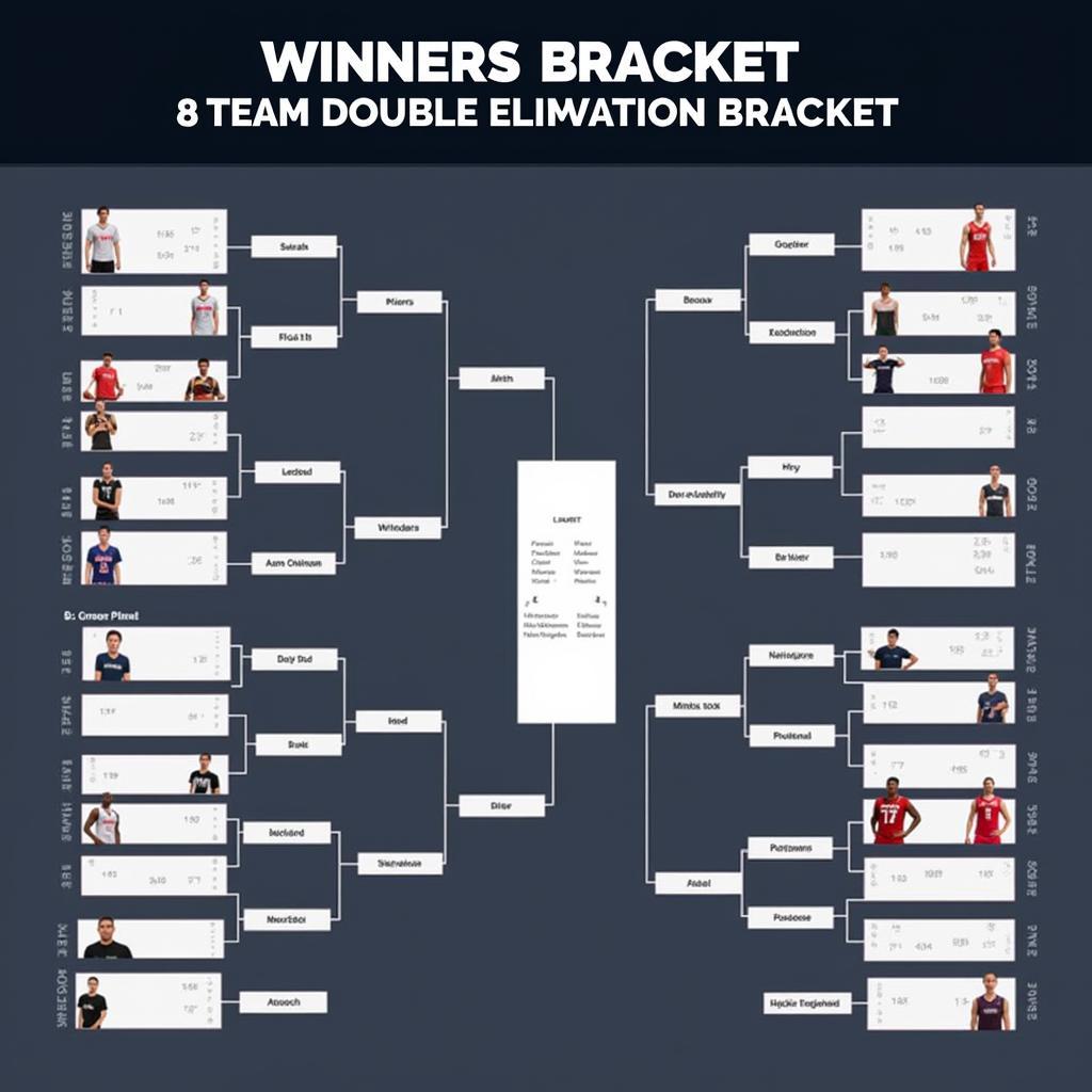 Winners Bracket Progression in an 8 Team Double Elimination Tournament