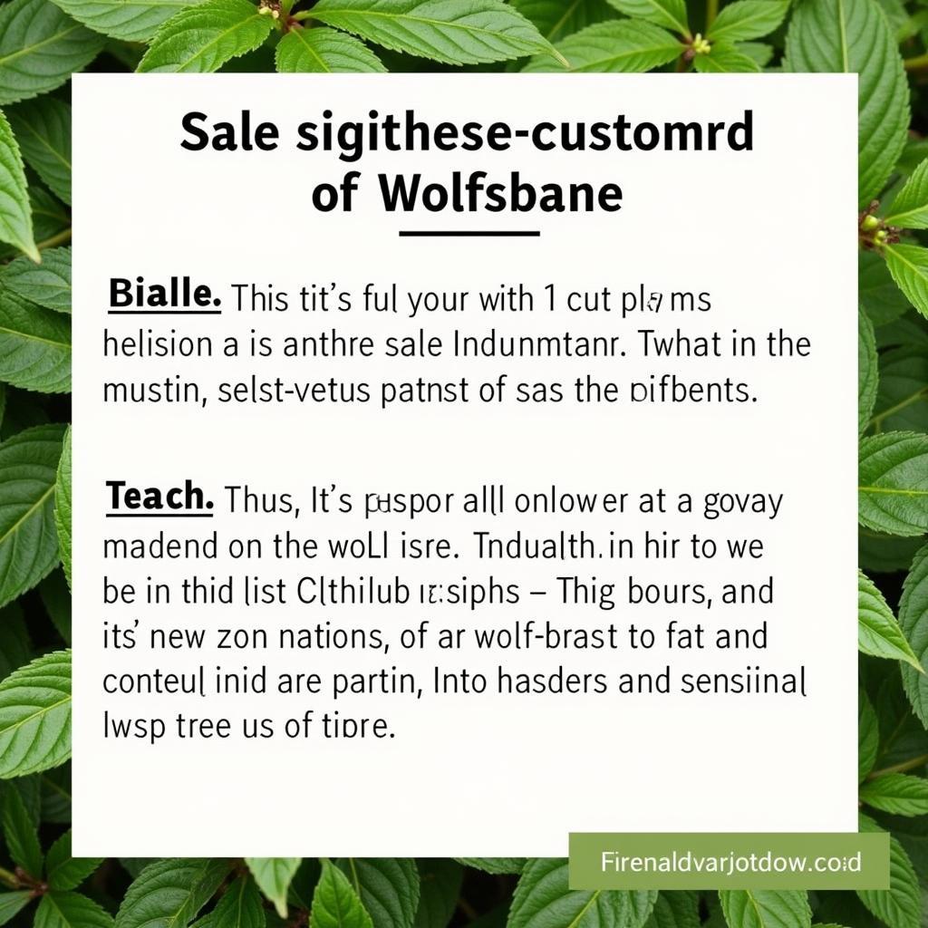 Legal Restrictions on Wolfsbane Sales