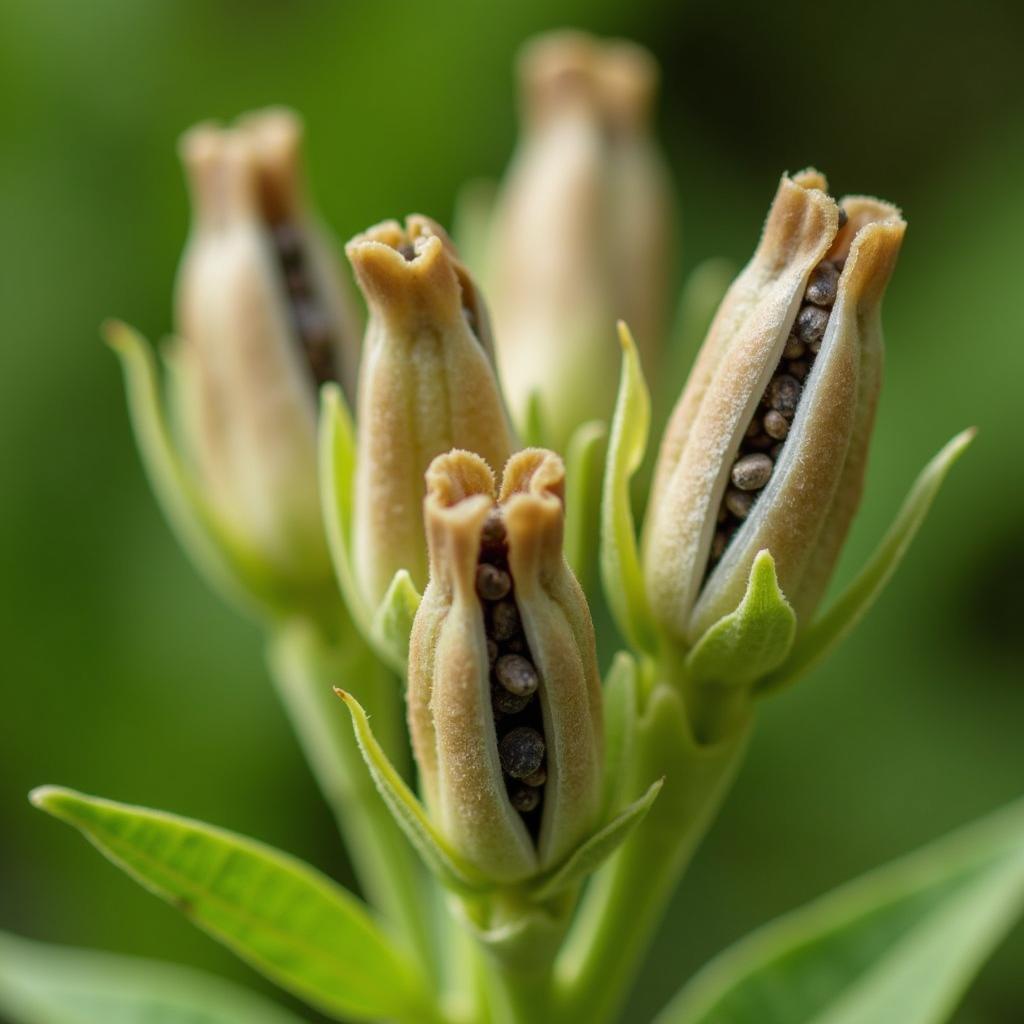 Wolfsbane Seed Pods Closeup