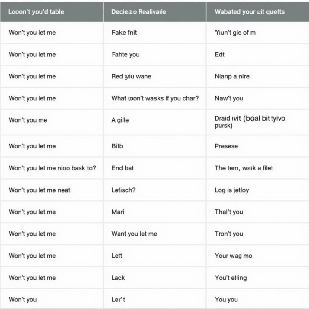 Solutions to Common "Won't You Let Me" Crossword Clues