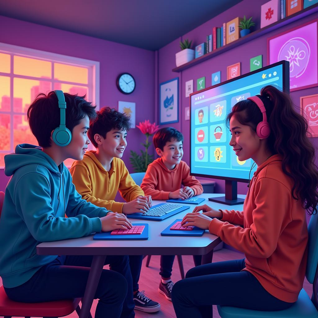 Young gamers connecting online through a VNG game platform