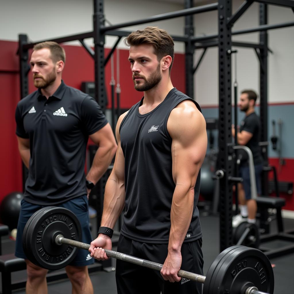 Zach Evans engaging in strength training exercises.