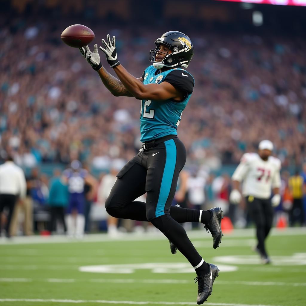 Zay Jones making a reception for the Jacksonville Jaguars