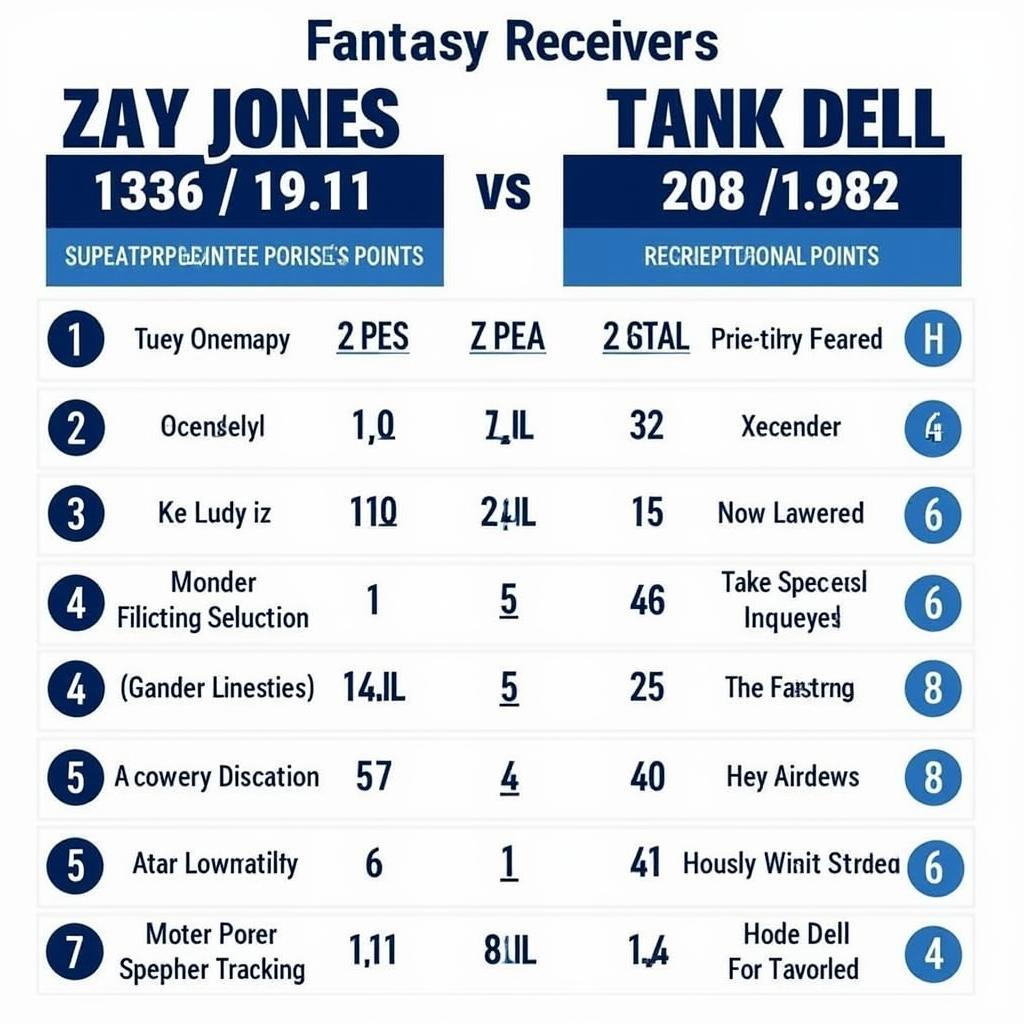 Fantasy football comparison graphic of Zay Jones and Tank Dell