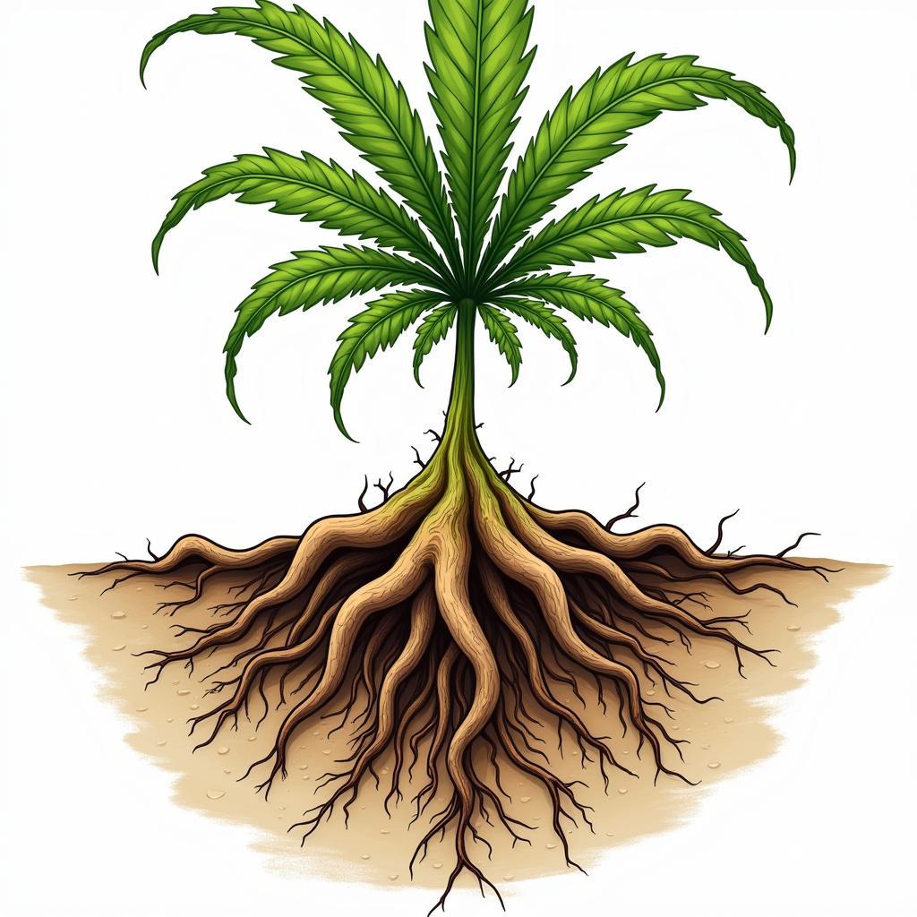 Roots of a cannabis plant affected by root rot, a common cause of zombie weed.