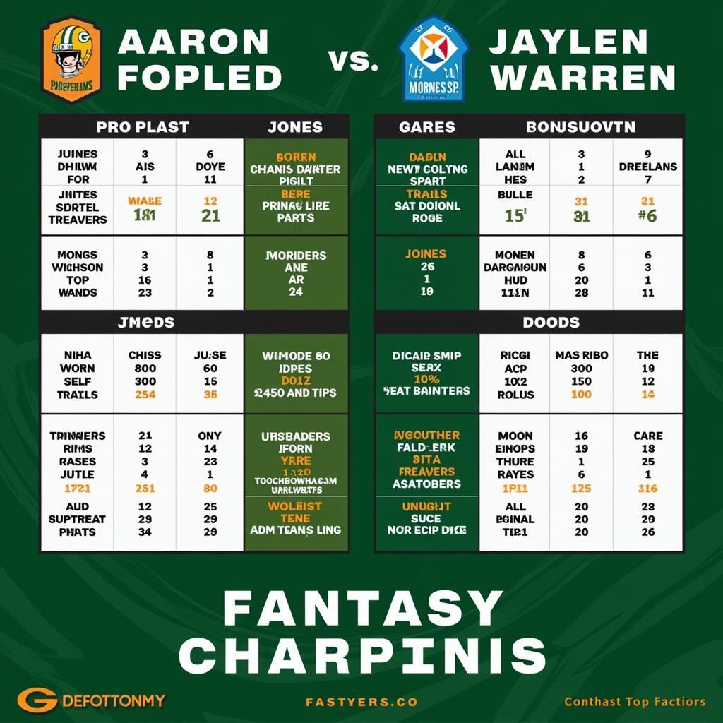 Fantasy Football Graphic Comparing Aaron Jones and Jaylen Warren