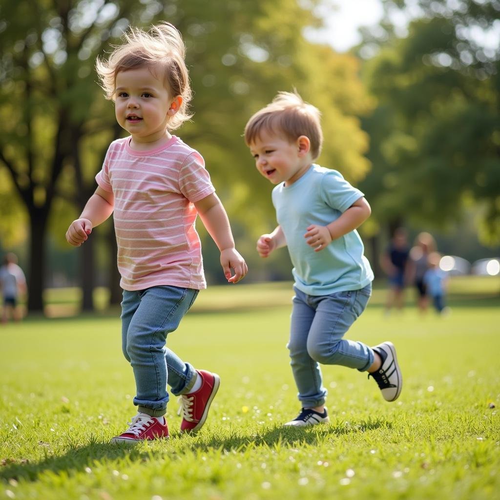 Active Toddler Playing Outdoors