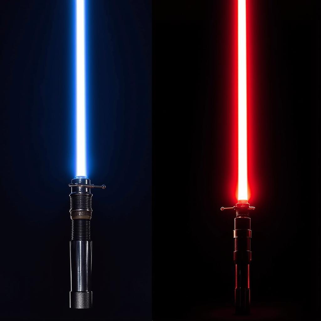 Comparison of Anakin's lightsaber as a Jedi and Darth Vader's lightsaber as a Sith