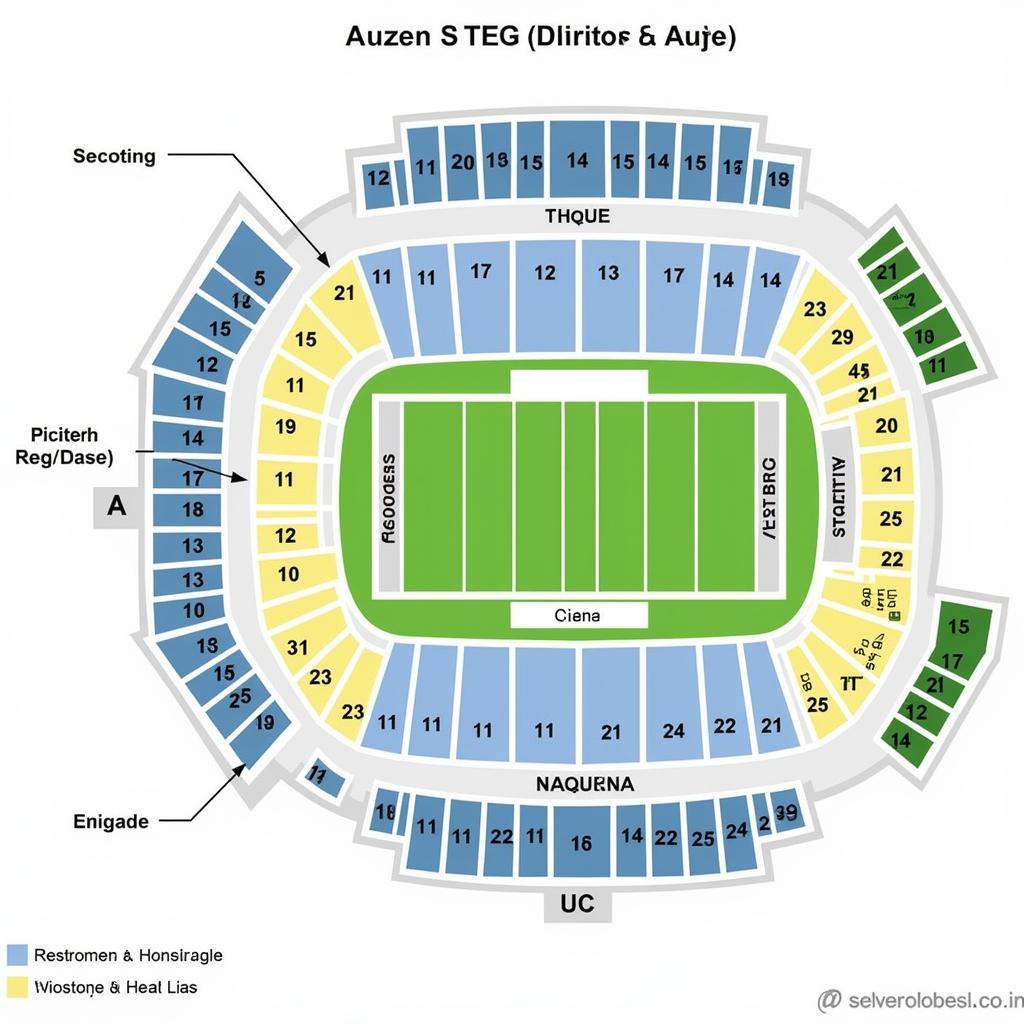 Map of Autzen Stadium with Visitors Section Highlighted